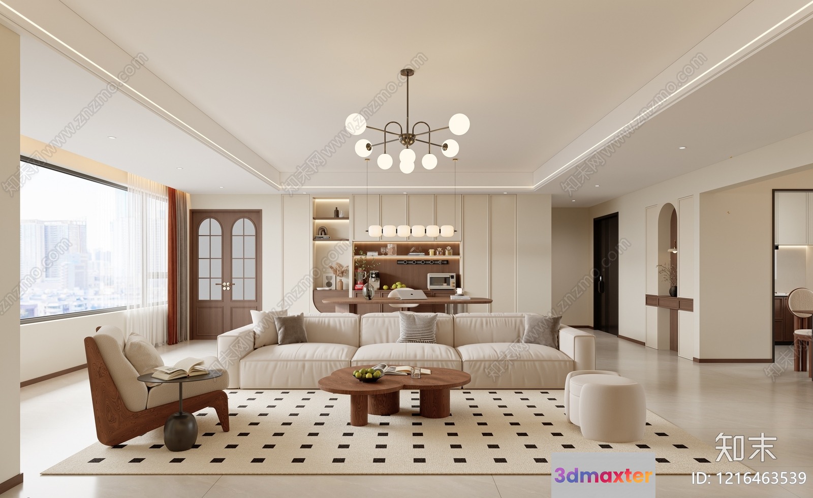 Modern Living Room 3D Model - 15277 - VRAY Render