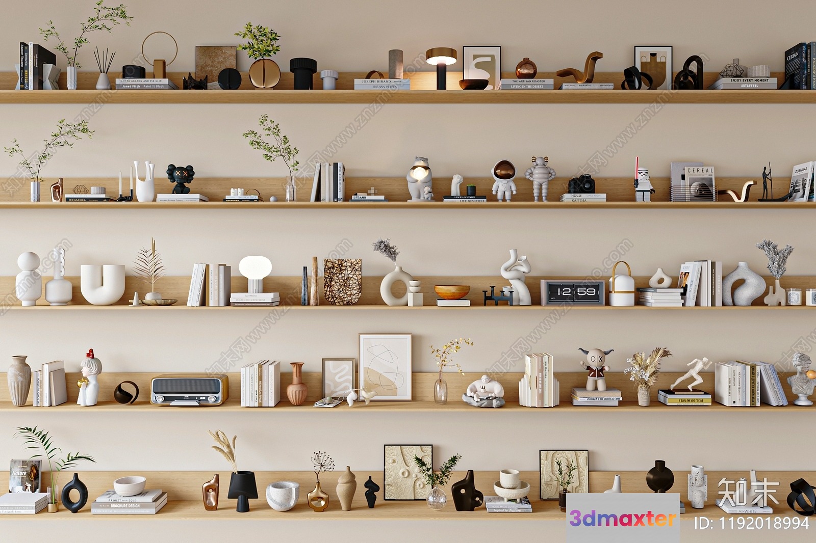 Modern Decorated Shelves 3D Model - 18811 - VRAY Render
