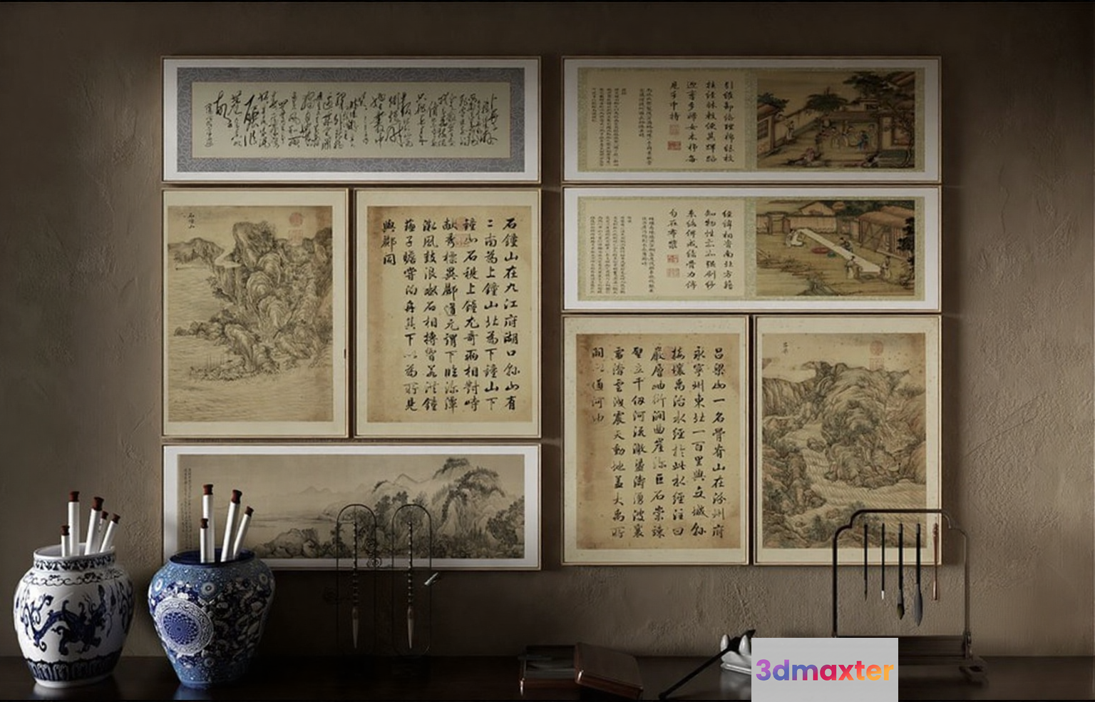 Traditional Chinese Artwork 3D Model - 14620 - VRAY Render