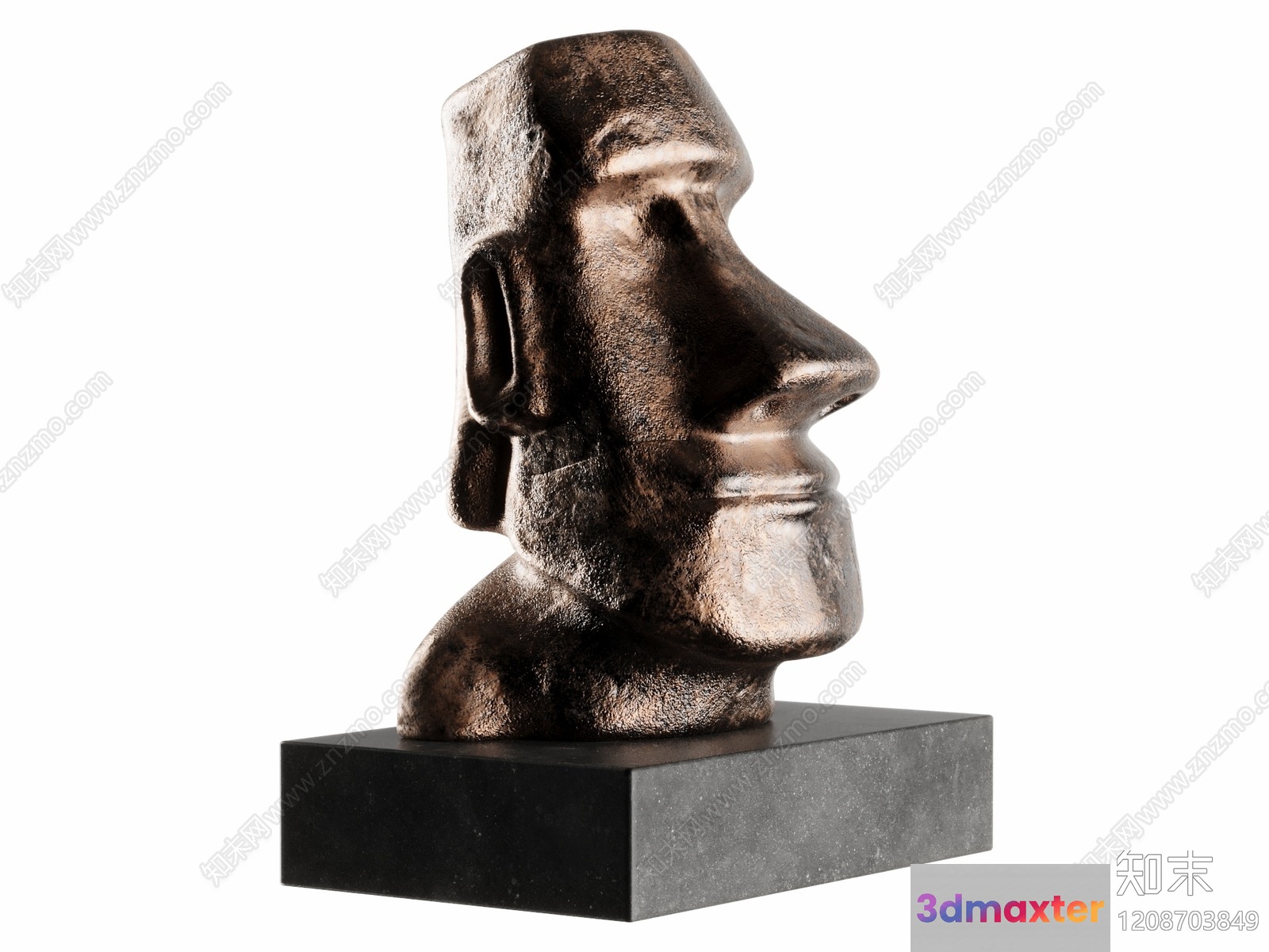 A Sculpture Of A Head On A Pedestal 3D Model - 22518 - VRAY Render