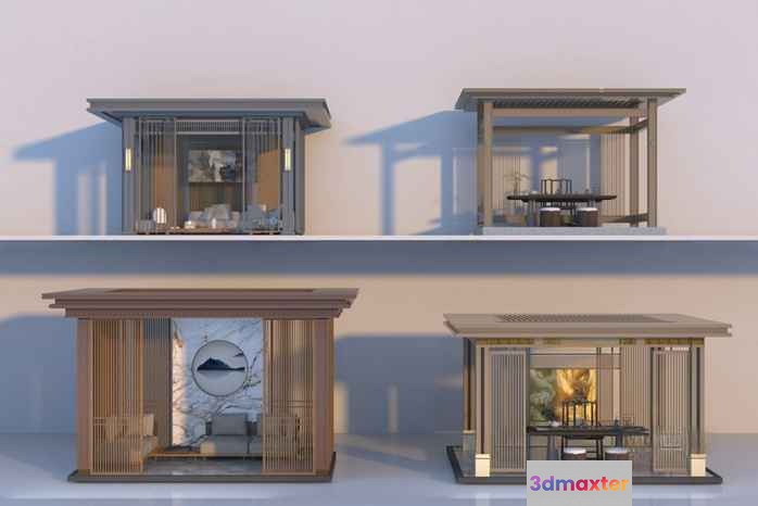 Wooden Japanese-Style House Models 3D Model - 22356 - VRAY Render