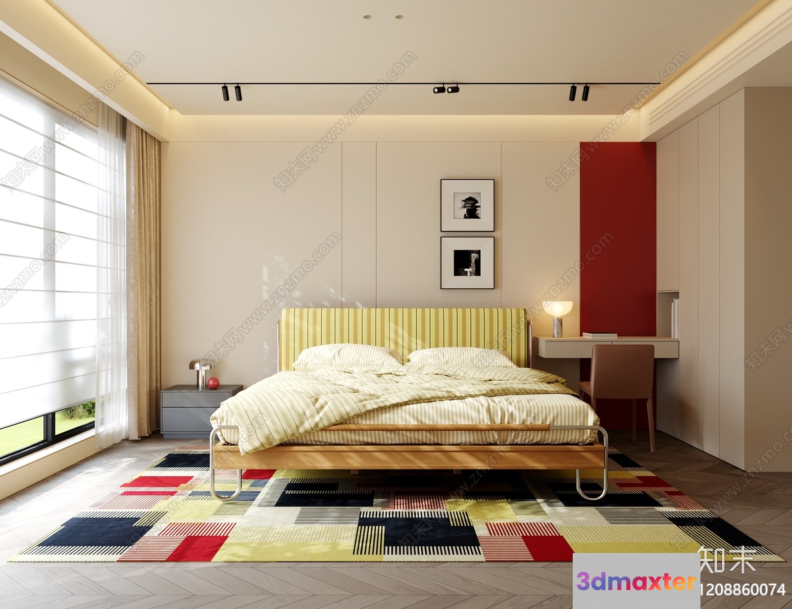Cozy Modern Bedroom 3D Model - 16416 - VRAY Render