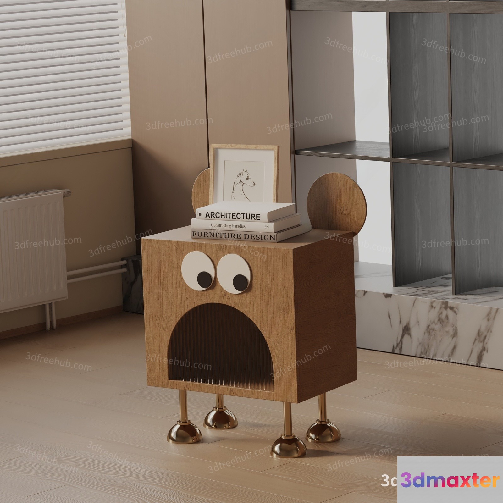 A Wooden Box With A Face 3D Model - 18752 - VRAY Render
