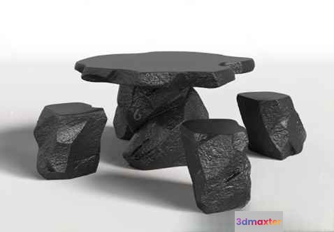 Black Stone Table 3D Model - 2459 - VRAY Render