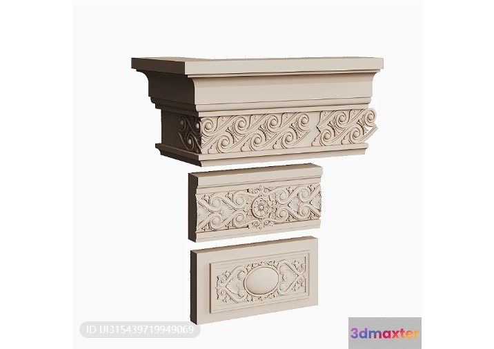 Decorative Wall Molding 3D Model - 543 - VRAY Render