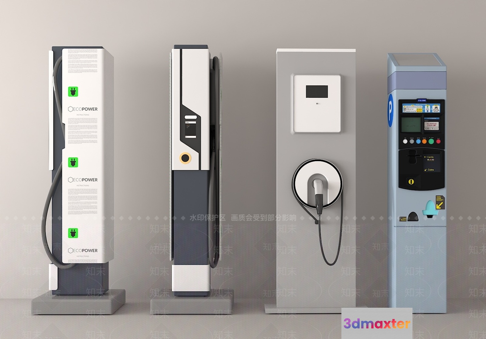 The Main Subject In This Image Is A Collection Of Charging Stations 3D Model - 2927 - VRAY Render