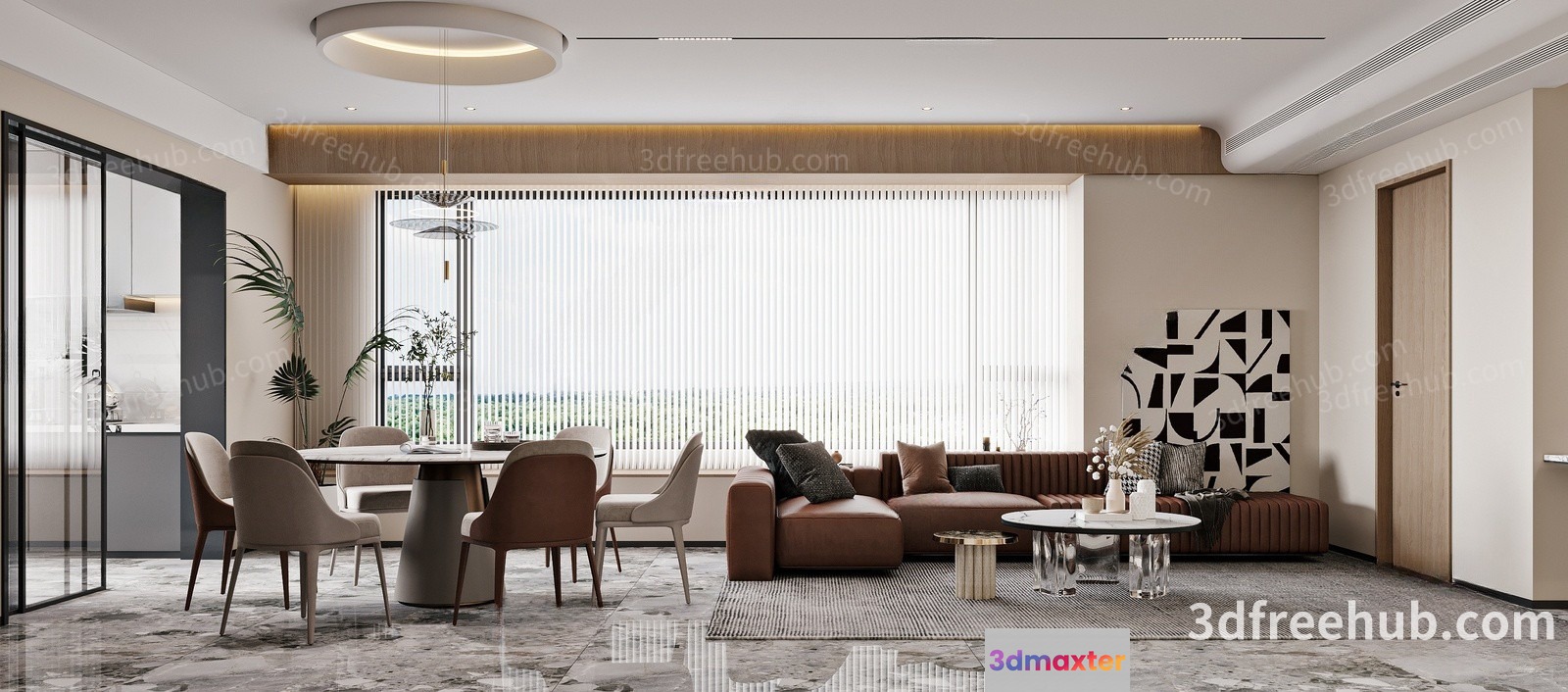 Modern Living Room 3D Model - 22982 - VRAY Render