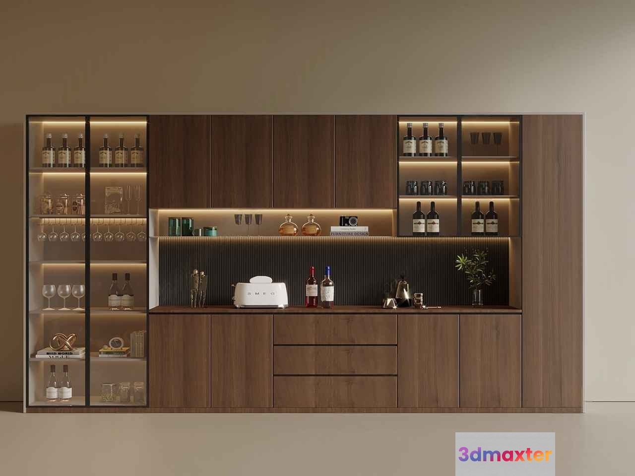 Modern Wooden Bar 3D Model - 5808 - VRAY Render