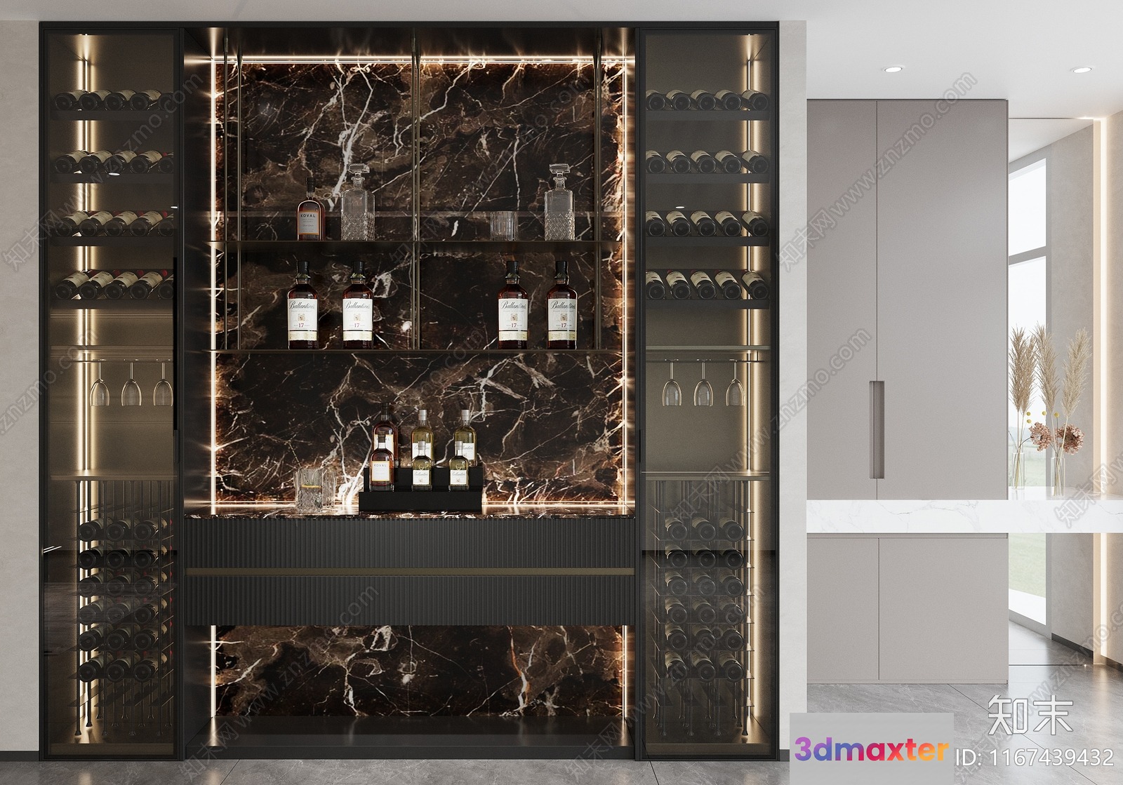 Modern Wine Cabinet 3D Model - 1733 - CORONA Render