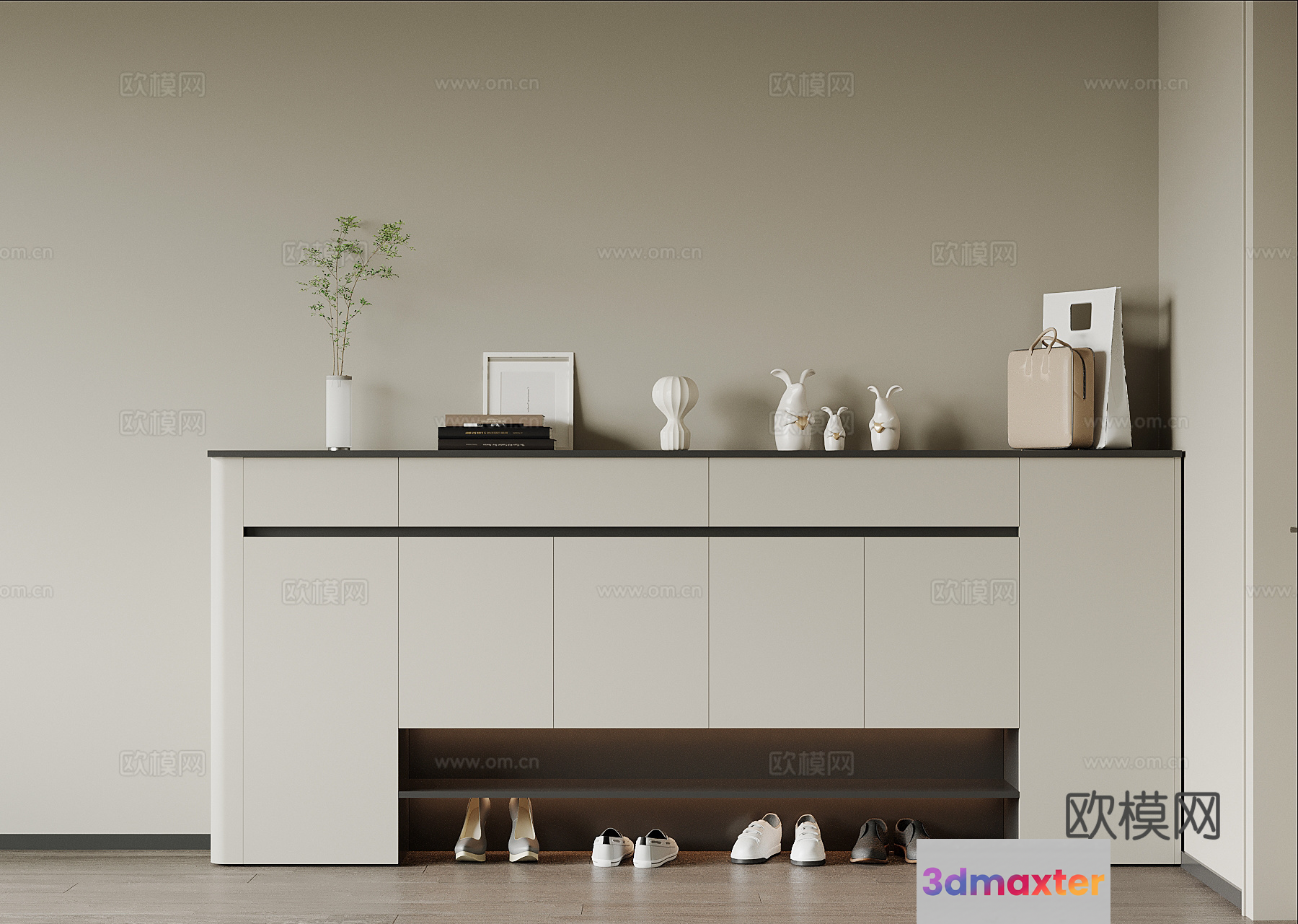 Modern Shoe Cabinet 3D Model - 1277 - VRAY Render