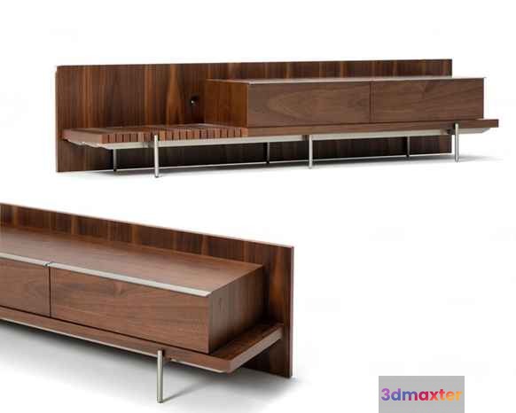 Modern Walnut Tv Stand 3D Model - 489 - CORONA Render