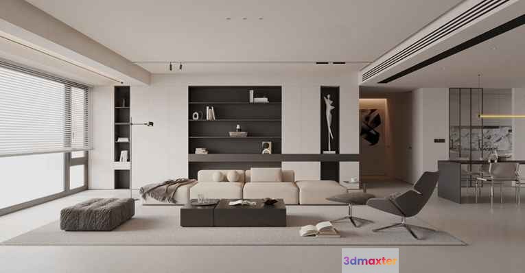 Modern Living Room 3D Model - 2634 - VRAY Render