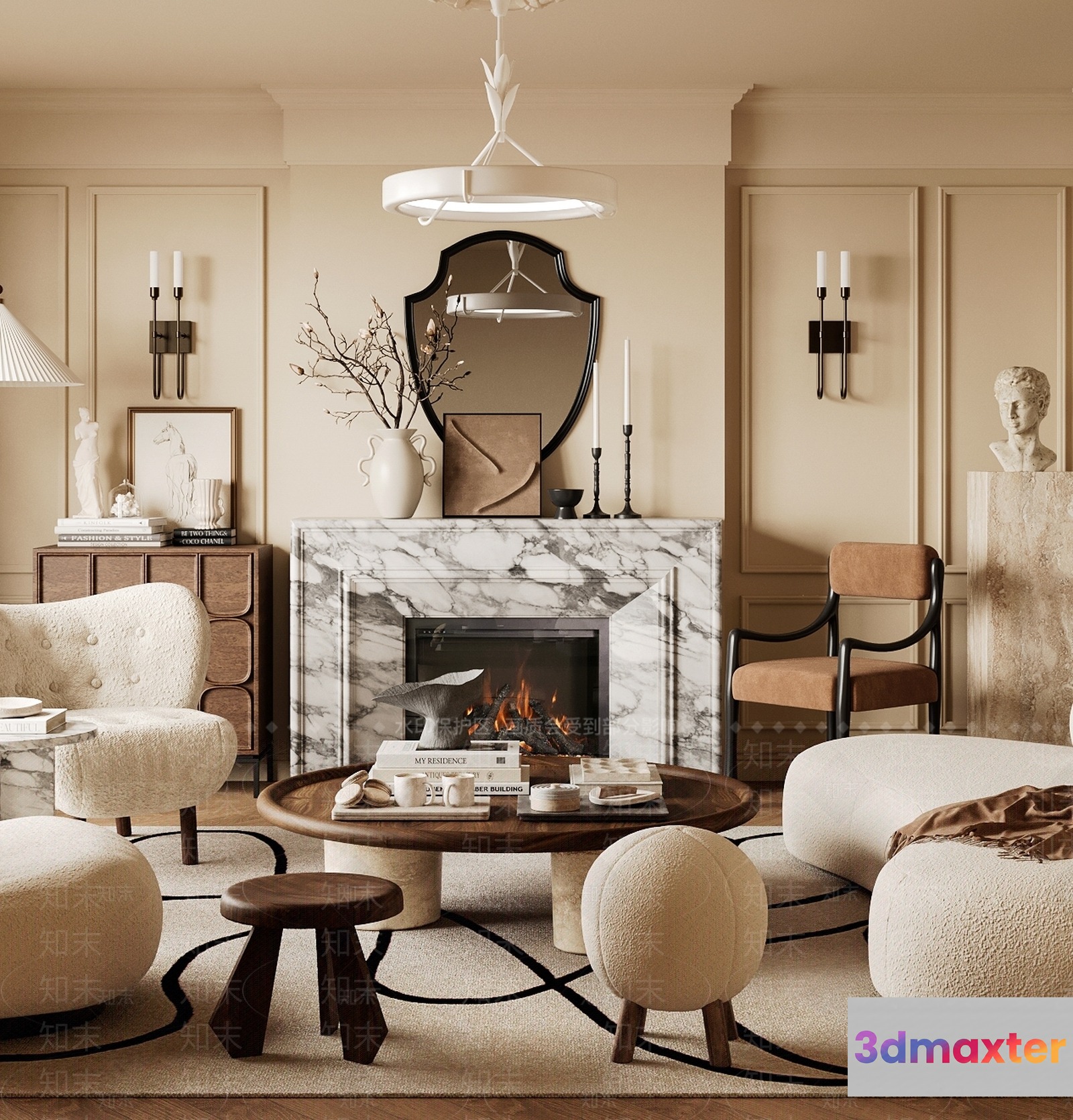 Modern Living Room 3D Model - 2465 - CORONA Render