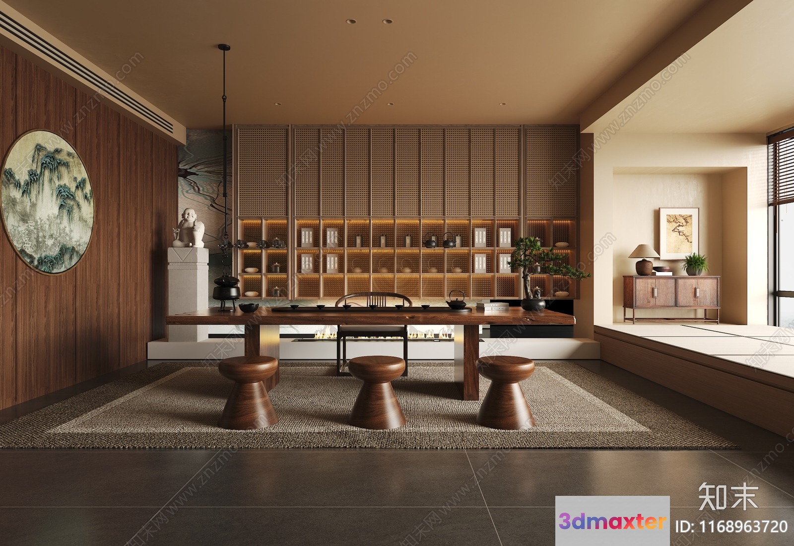 Modern Asian Dining Room 3D Model - 10307 - VRAY Render