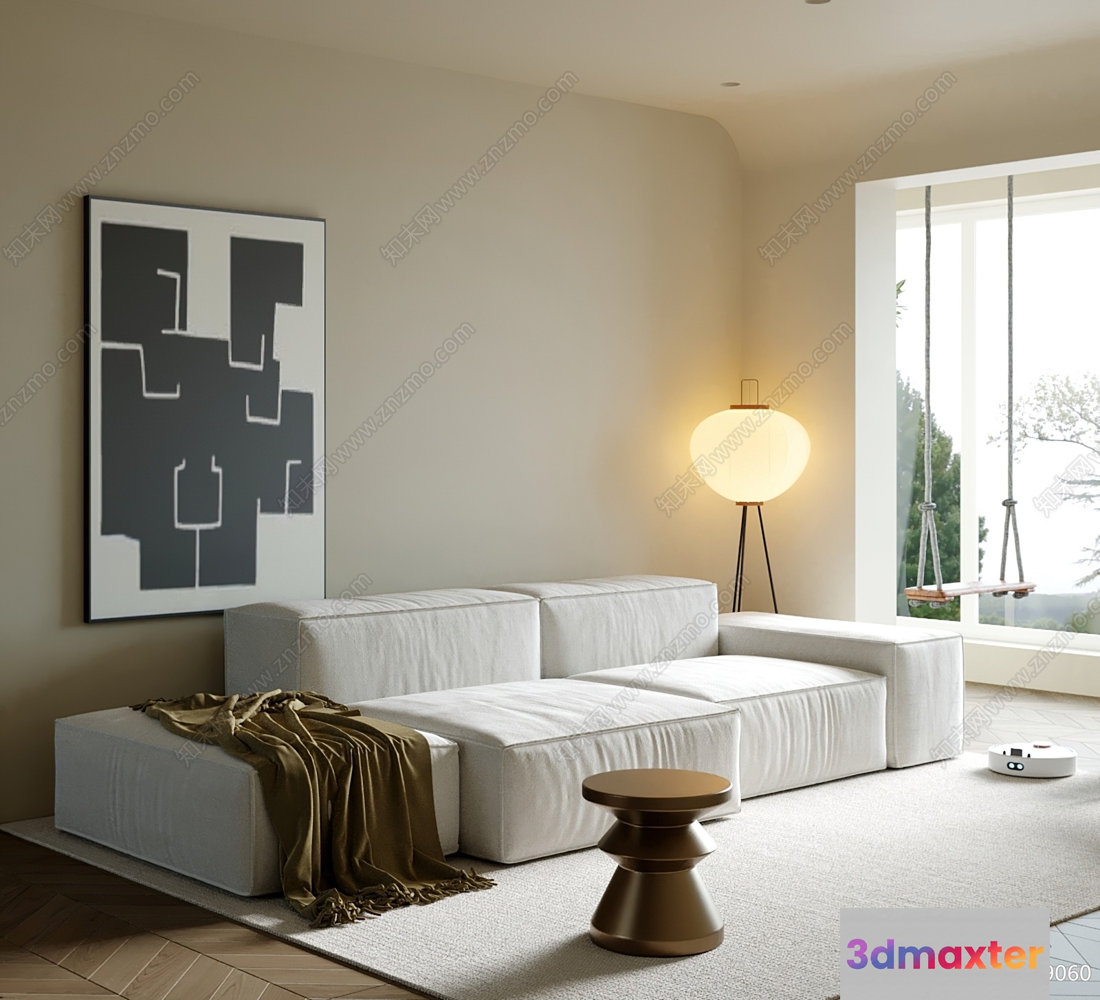 Modern Minimalist Living Room 3D Model - 1081 - VRAY Render