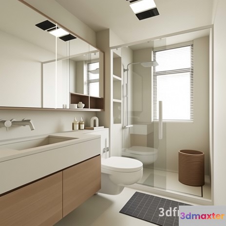 Modern Minimalist Bathroom 3D Model - 22425 - VRAY Render