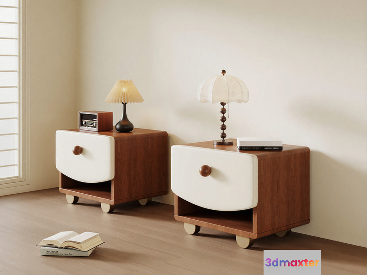 Mid-Century Modern Nightstands 3D Model - 13567 - VRAY Render