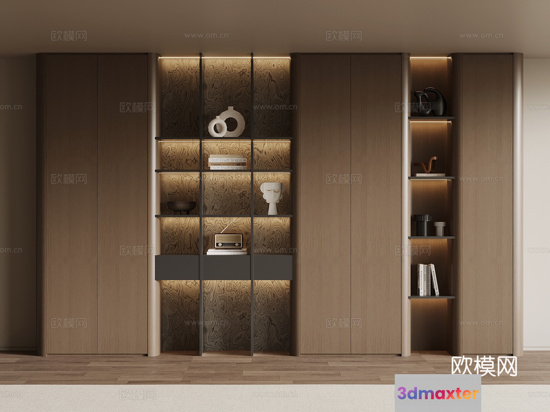 Modern Wooden Shelving 3D Model - 23430 - VRAY Render