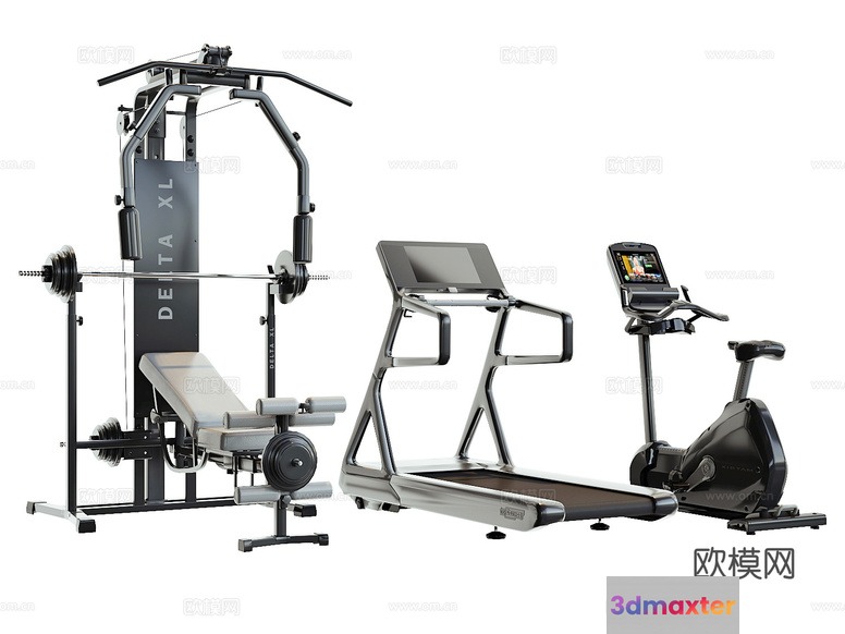 A Collection Of Home Exercise Equipment 3D Model - 3325 - CORONA Render