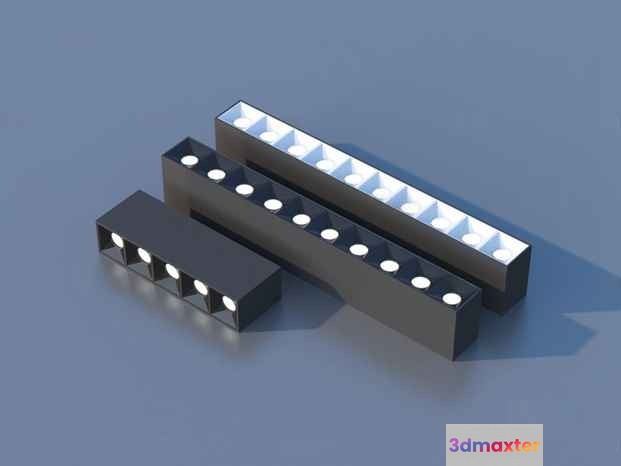 Black Led Light Bars 3D Model - 6444 - VRAY Render