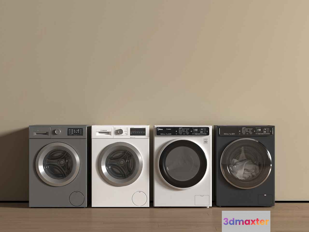 Four Washing Machines 3D Model - 14866 - VRAY Render