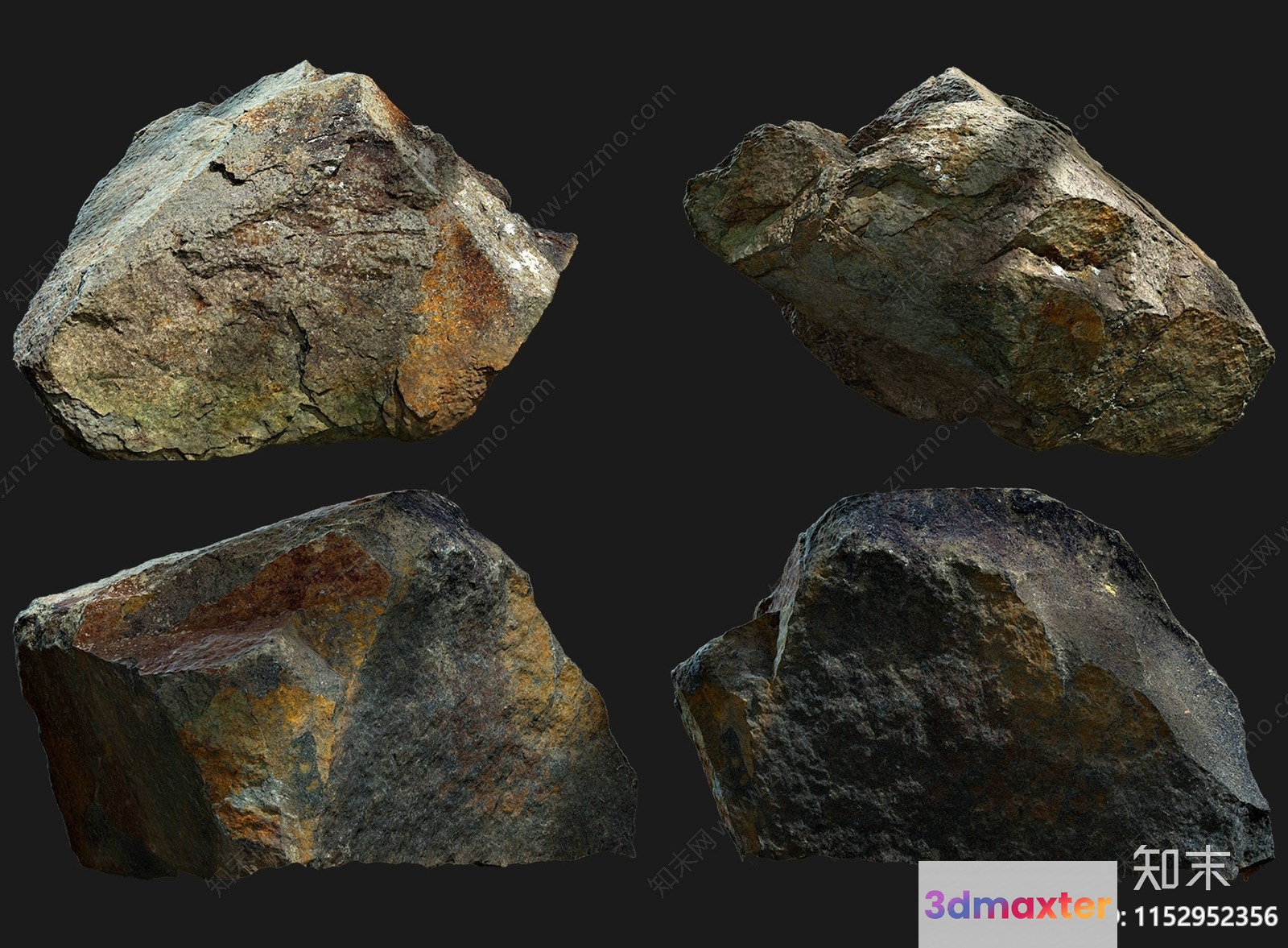 Four Large Rocks 3D Model - 4673 - VRAY Render