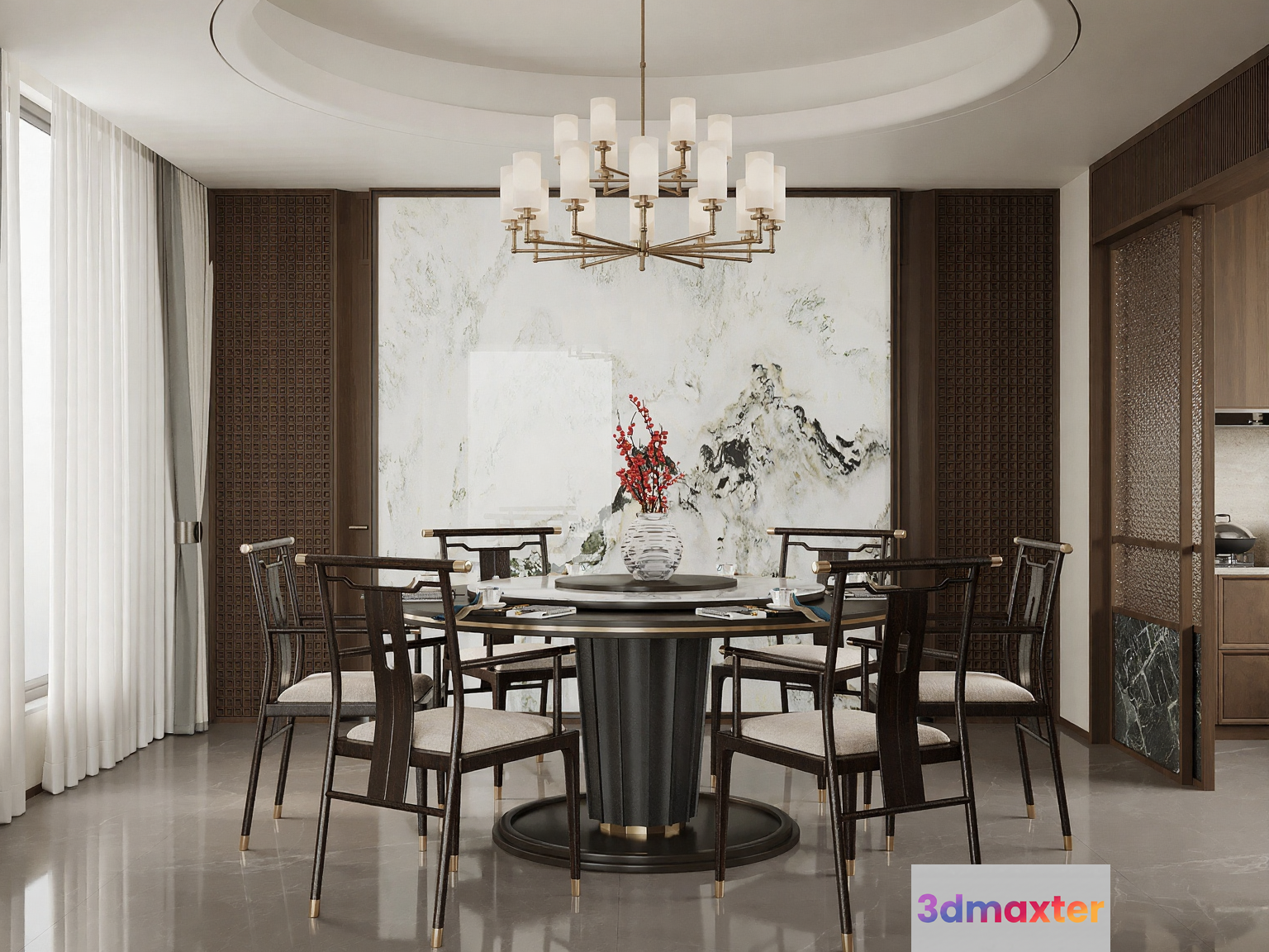 Modern Dining Room 3D Model - 16736 - VRAY Render