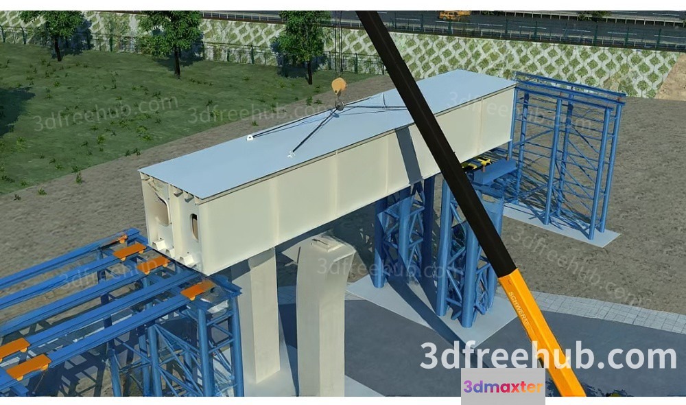 A 3D Rendering Of A Crane And Building Materials With A Watermark 3D Model - 21100 - VRAY Render