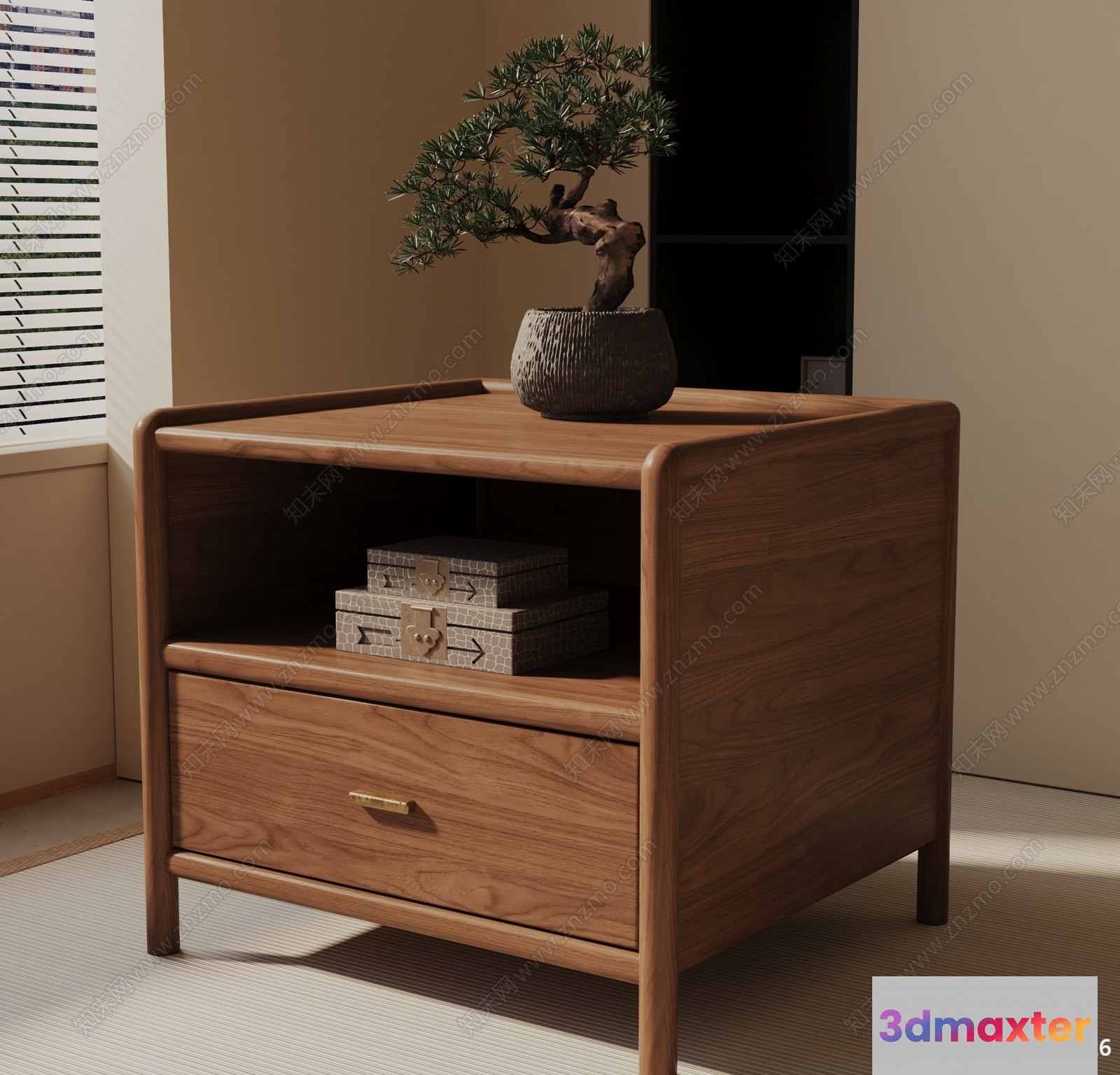 Wooden Nightstand 3D Model - 16290 - VRAY Render