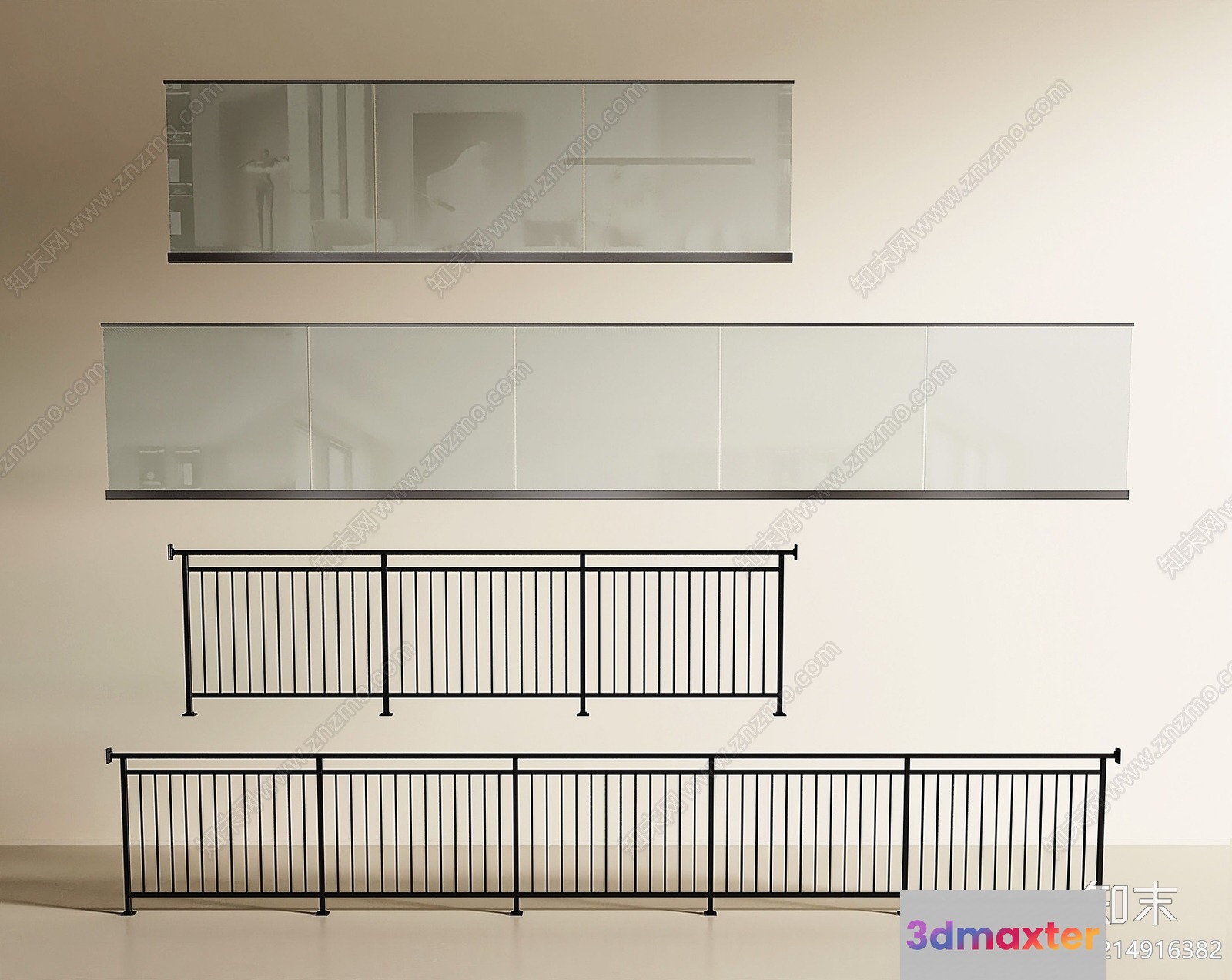 Modern Metal Railings 3D Model - 9986 - VRAY Render