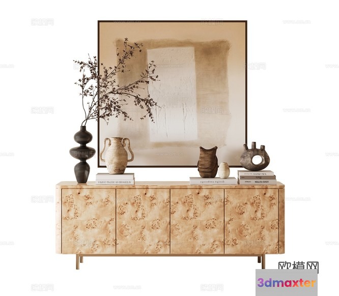 A Beige Sideboard With A Textured Finish 3D Model - 15558 - CORONA Render