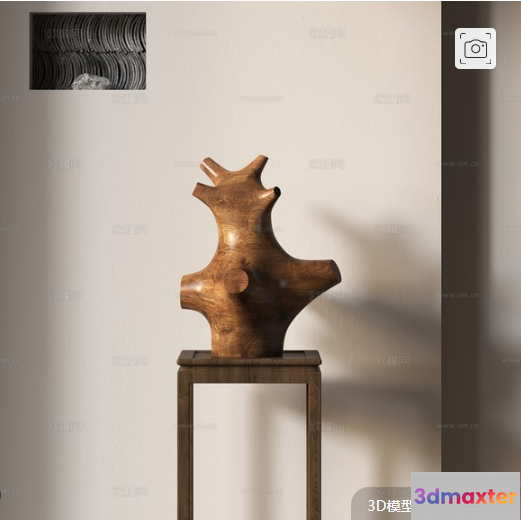 A Wooden Sculpture On A Table 3D Model - 13288 - VRAY Render