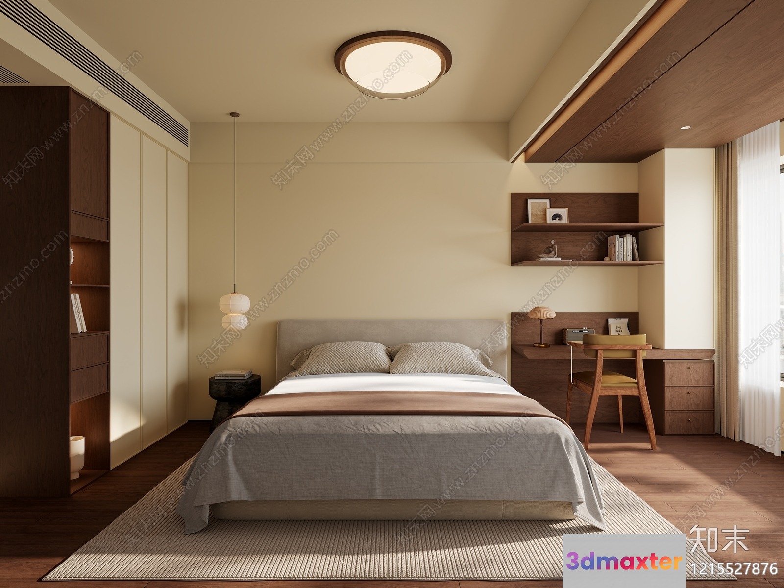 Modern Minimalist Bedroom 3D Model - 13901 - VRAY Render