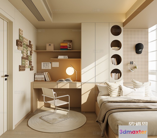 Cozy Modern Bedroom 3D Model - 12407 - VRAY Render