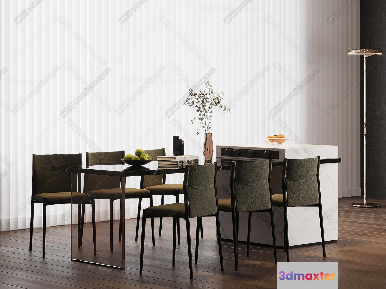 Modern Dining Table And Chairs 3D Model - 1269 - VRAY Render