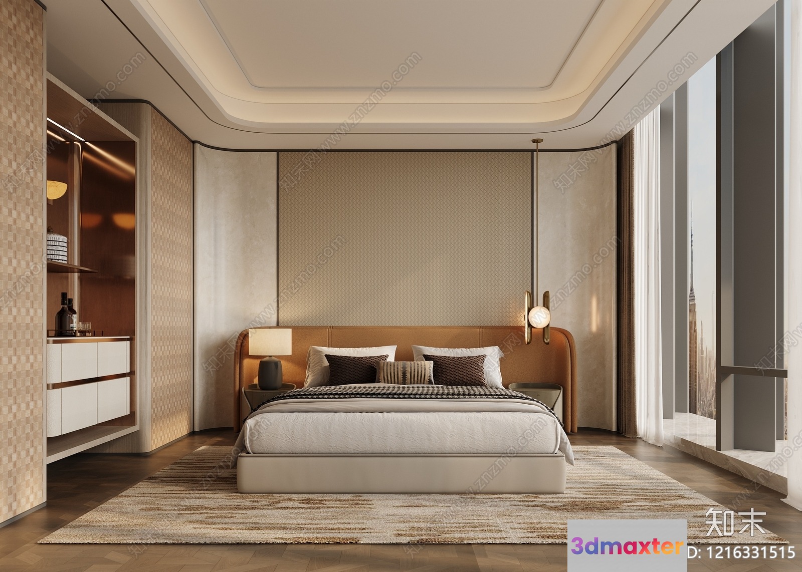 Cozy Modern Bedroom 3D Model - 15356 - VRAY Render