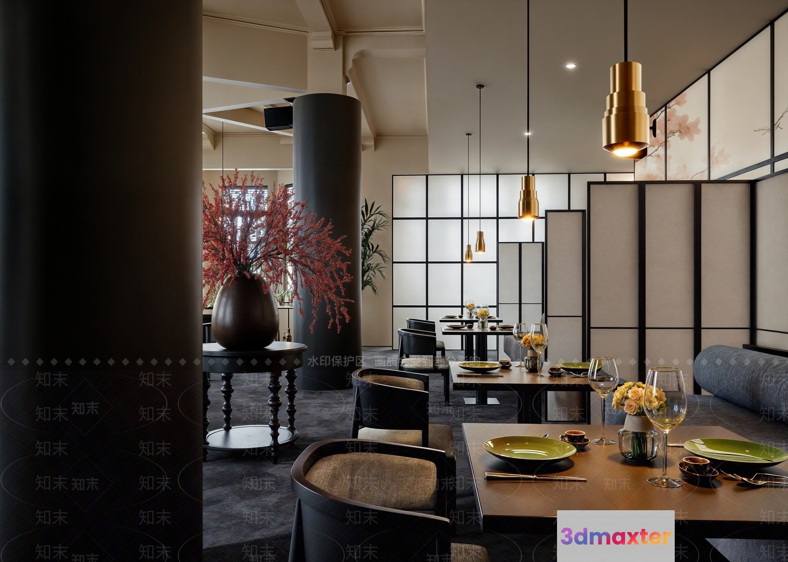 Modern Dining Room 3D Model - 9855 - VRAY Render