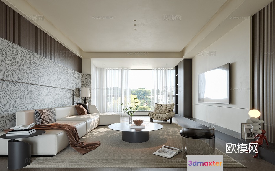 Modern Living Room 3D Model - 20314 - CORONA Render