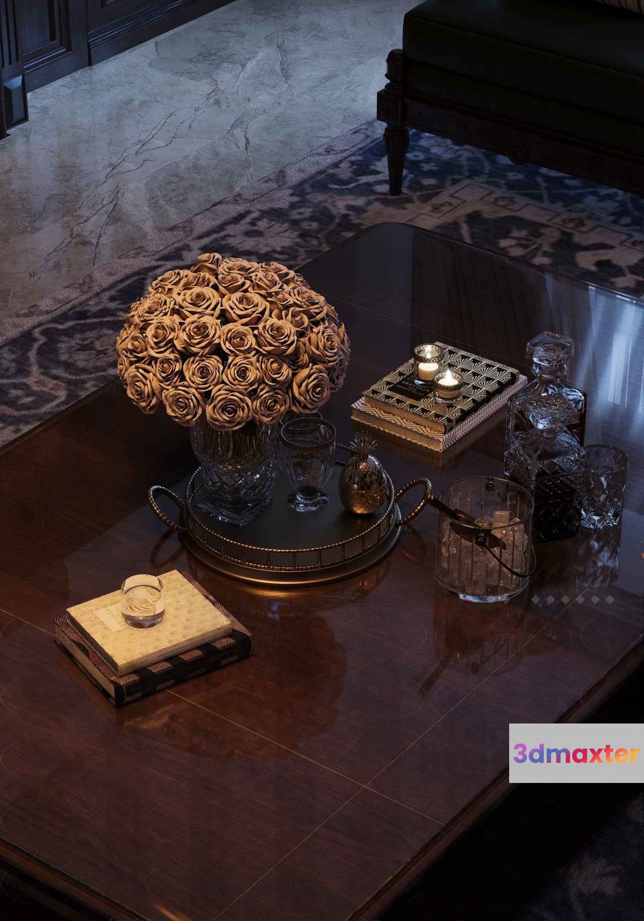 A Dark Wood Coffee Table 3D Model - 17838 - CORONA Render