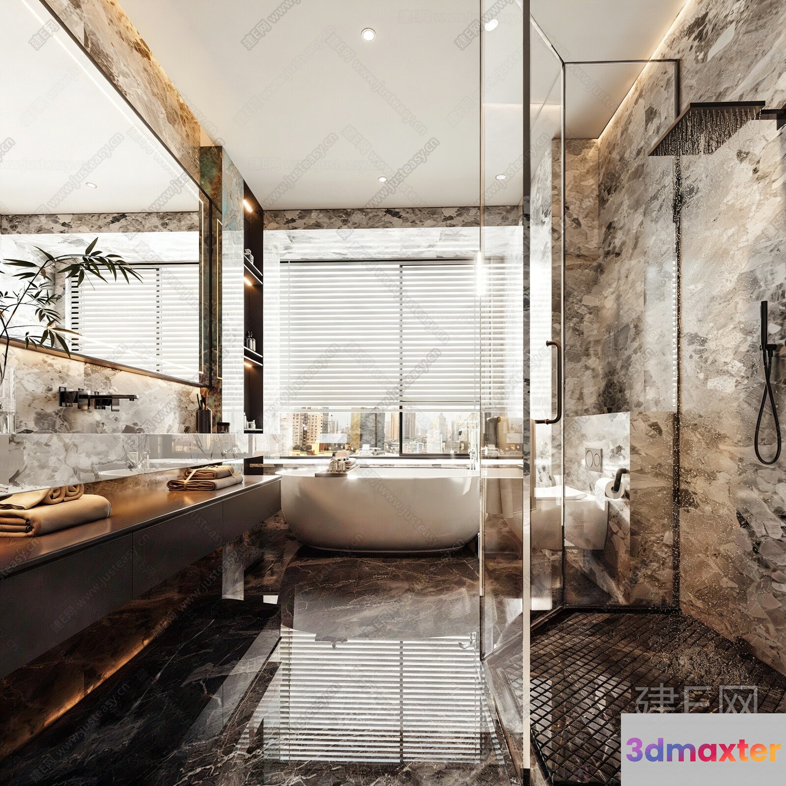 Modern Bathroom Design 3D Model - 13485 - CORONA Render