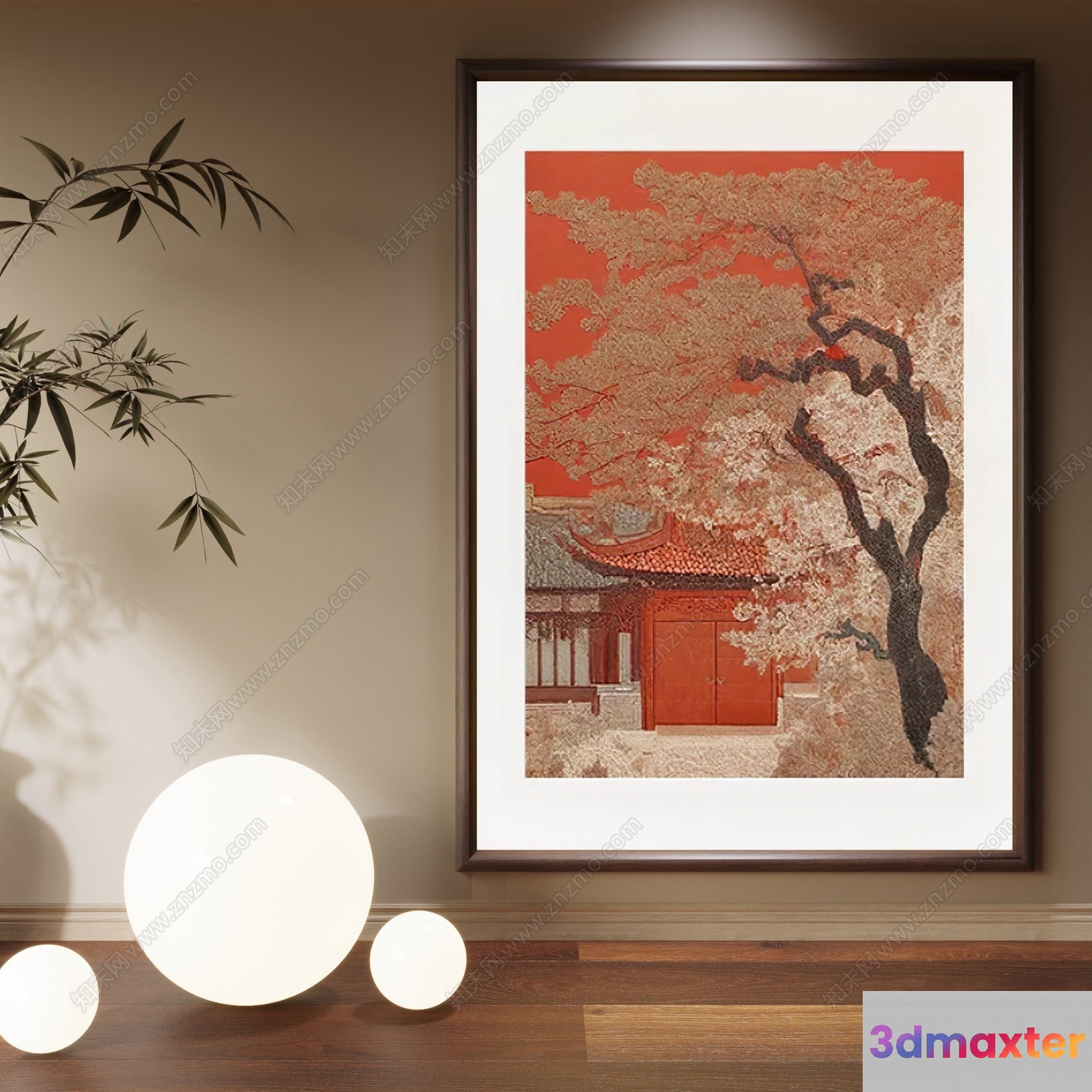 A Framed Asian-Style Painting 3D Model - 3506 - VRAY Render