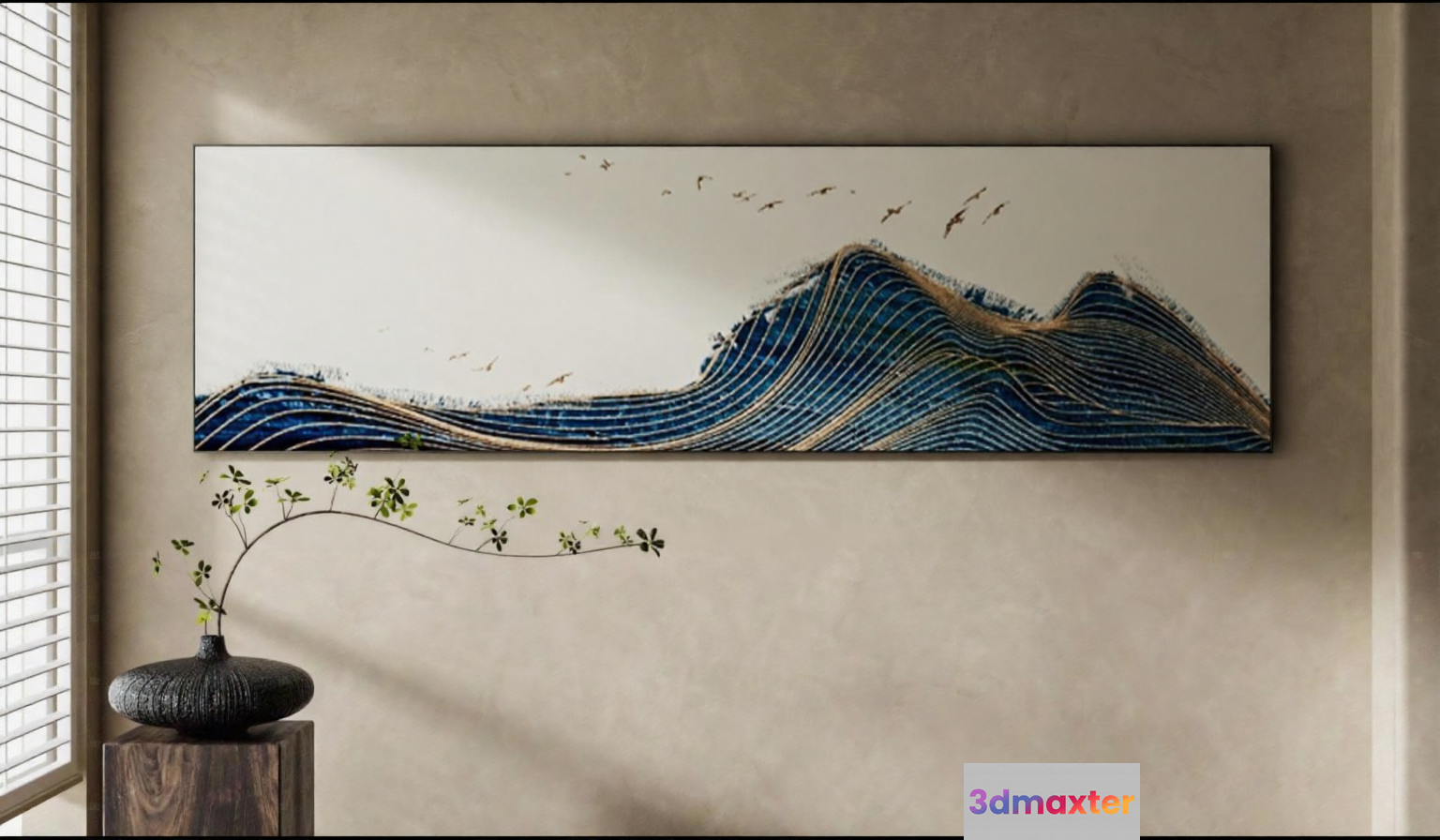 A Modern Painting Of A Wave 3D Model - 14752 - VRAY Render