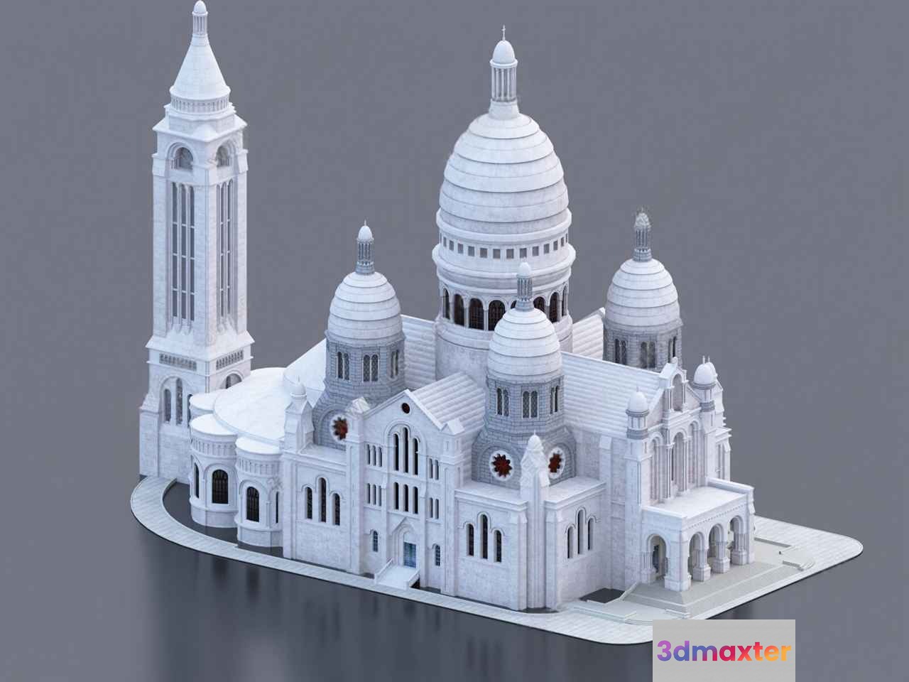 The Main Subject Is A White Church Building 3D Model - 9383 - VRAY Render
