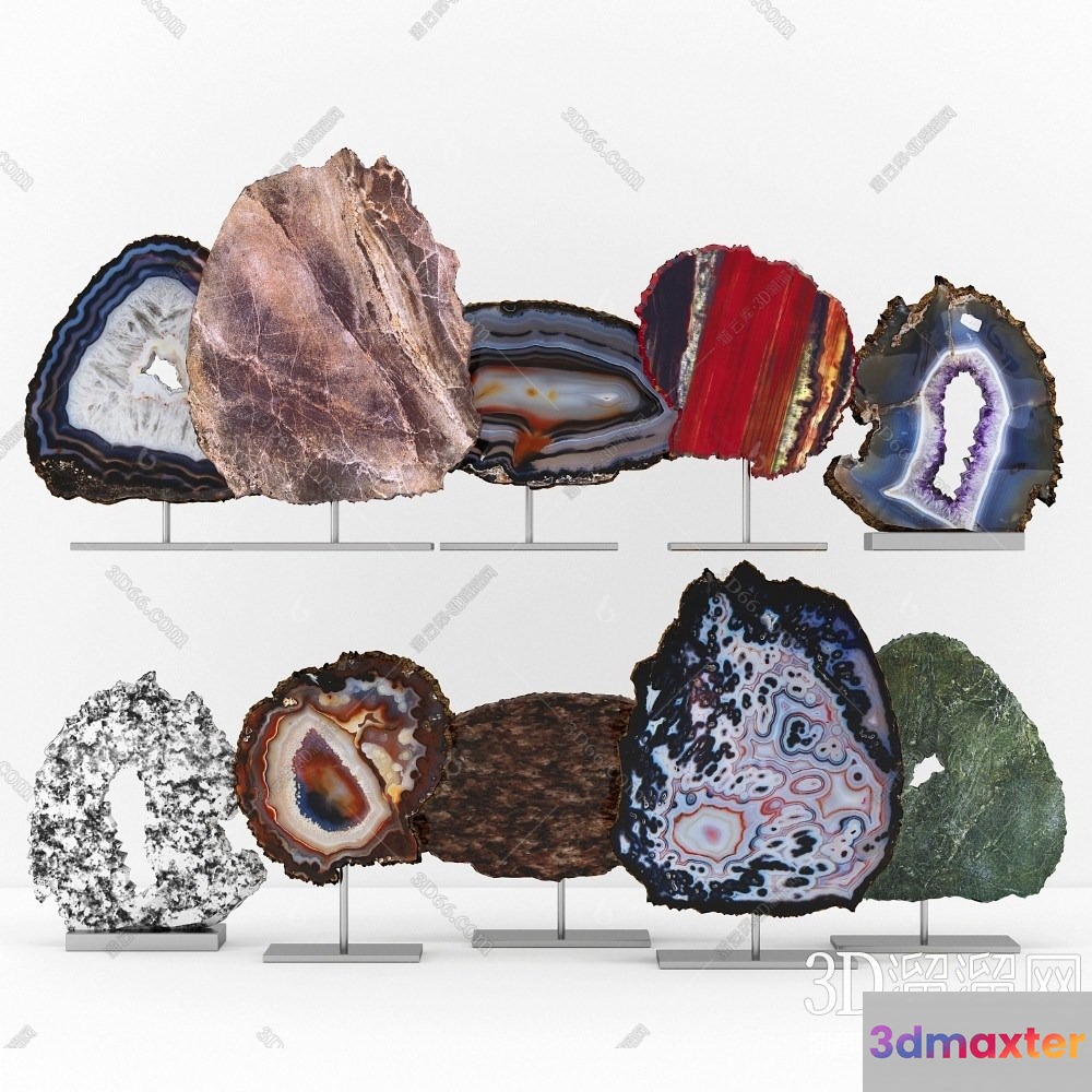 Agate Geode Slices 3D Model - 18491 - VRAY Render