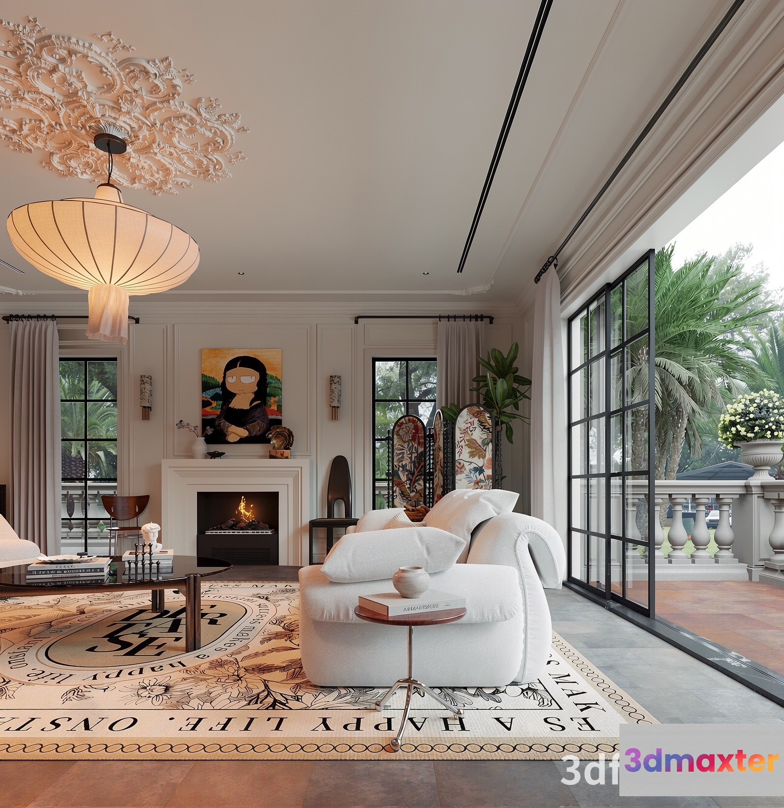 A Modern Living Room 3D Model - 19002 - VRAY Render