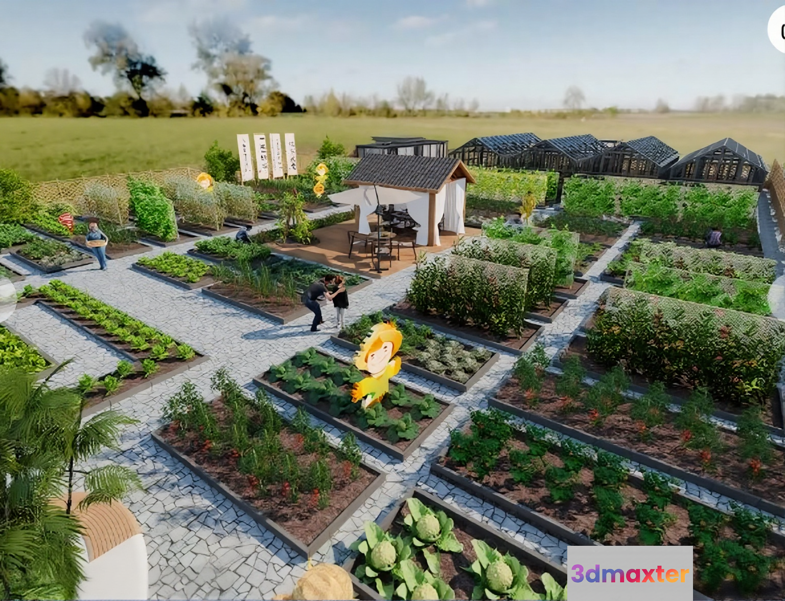 A Garden With Raised Beds 3D Model - 4895 - VRAY Render