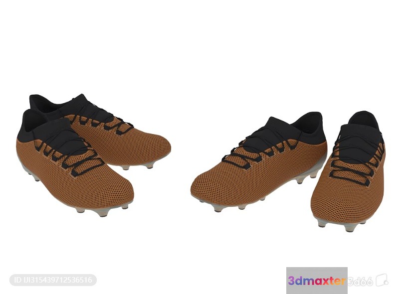A Pair Of Brown And Black Nike Soccer Cleats 3D Model - 317 - VRAY Render