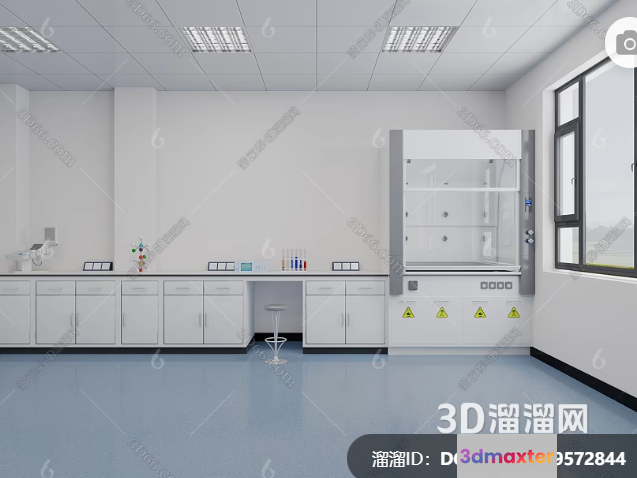 A Laboratory With White Cabinets And Counters 3D Model - 1017 - VRAY Render