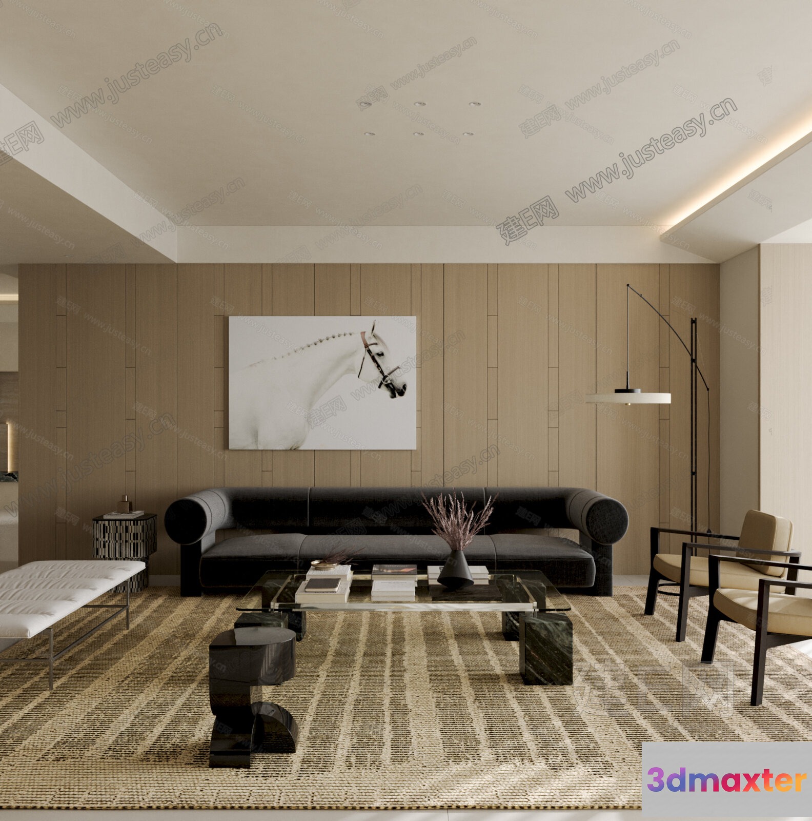Modern Living Room 3D Model - 7378 - CORONA Render