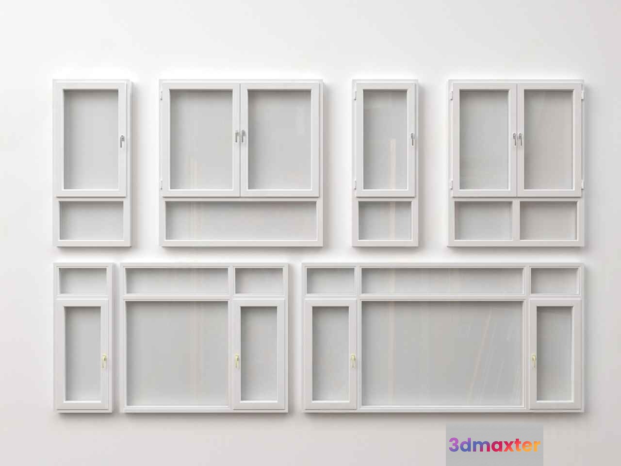 White Window Frames 3D Model - 1226 - VRAY Render